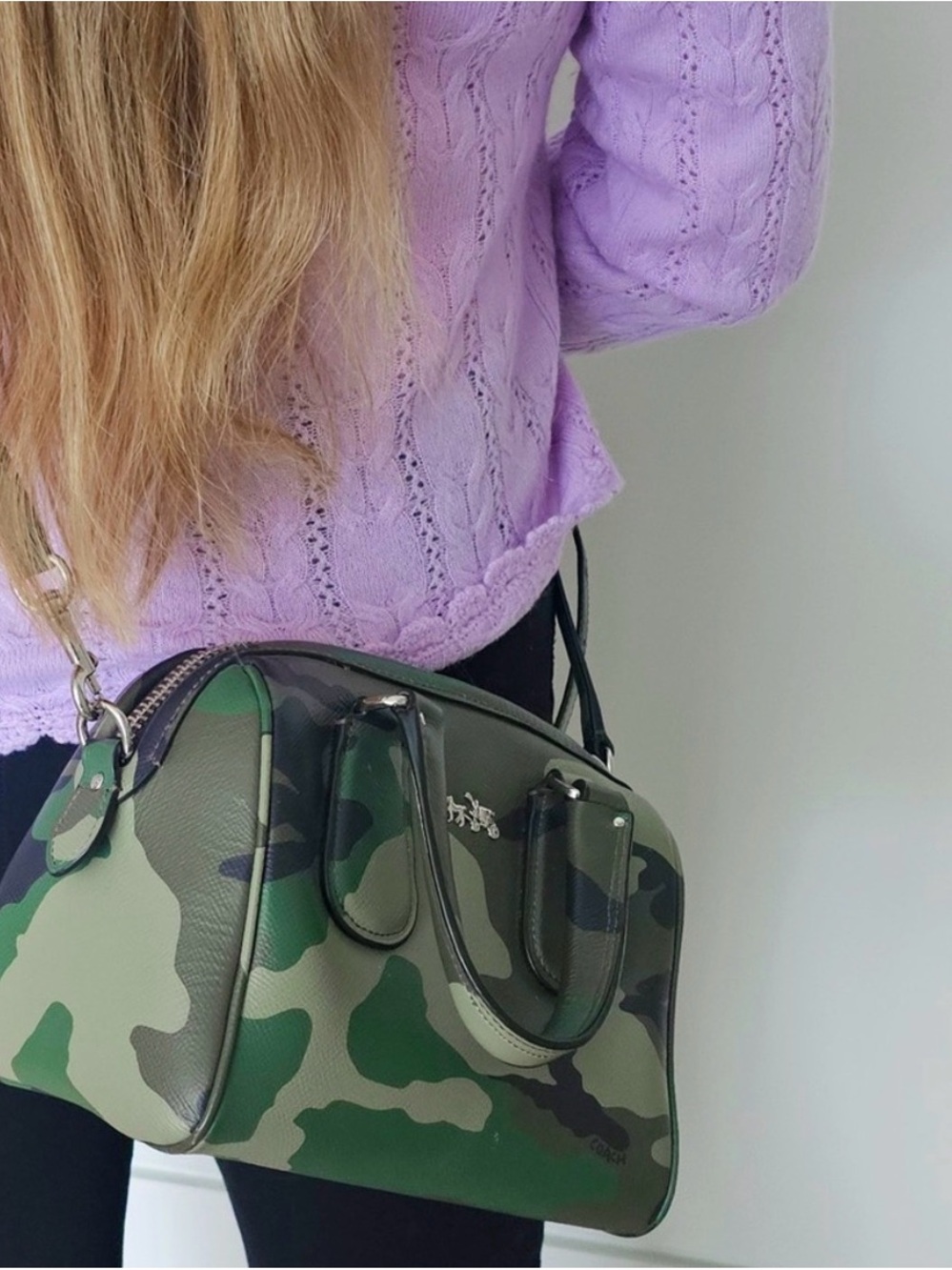 COACH Mini Surrey Satchel in Camo Print Crossgrain Leather - Picture 4 of 5